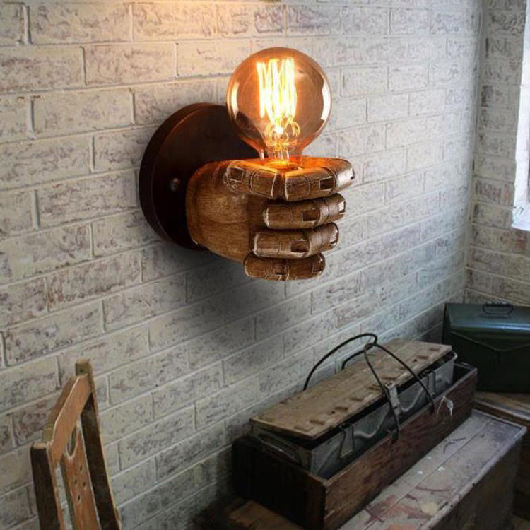 Traditional Vintage Fist Resin 1-Light Wall Sconce Lamp