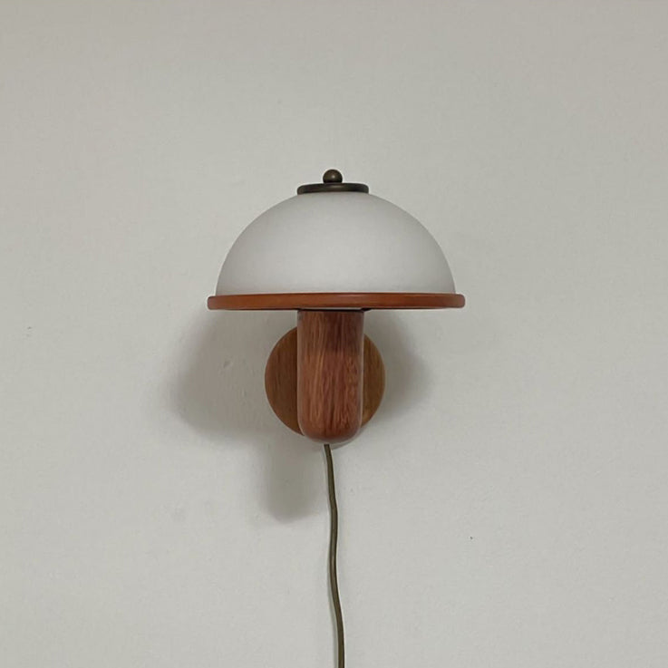 Japanese Wood Mushroom Design 1-Light Wall Sconce Lamp