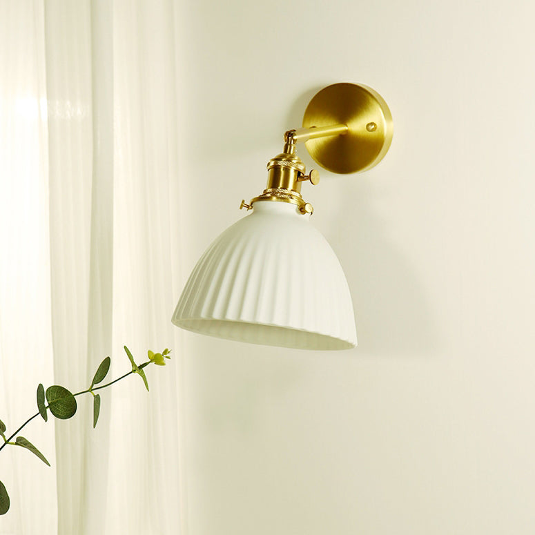 Half Round Copper Ceramic 1-Light Wall Sconce Lamp
