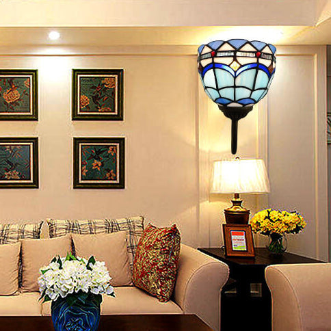 Tiffany Resin Glass Flower Shape 1-Light Wall Sconce Lamp