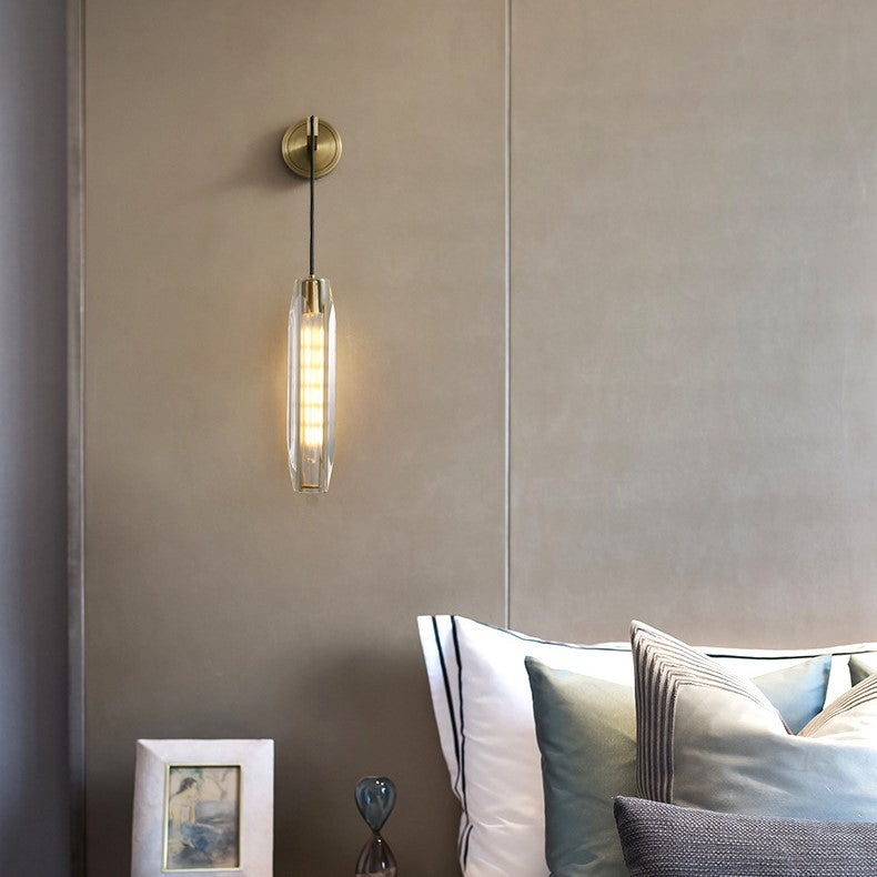 Light Full Copper Crystal 1-Light Wall Sconce Lamp