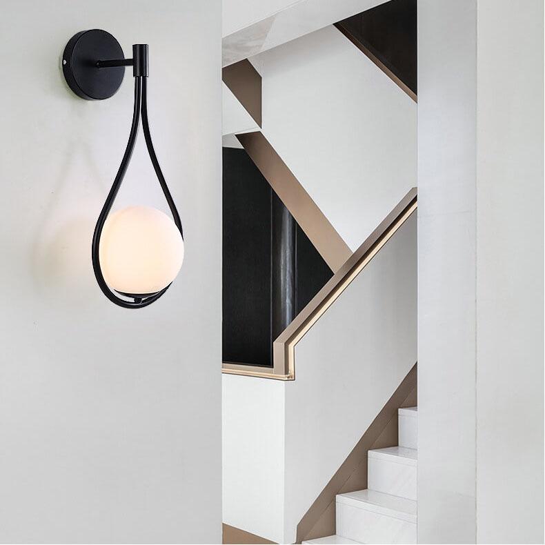 1-Light Globe Water Drop Shape Armed Sconce Lamp 2 Design