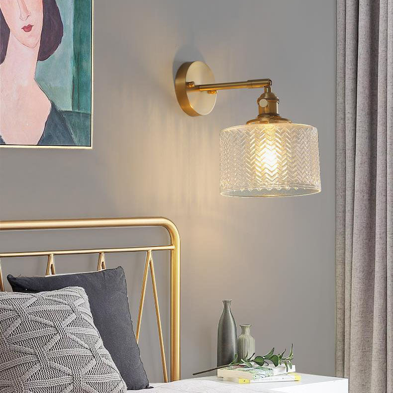 Nordic Minimalist Brass Cylinder 1-Light Wall Sconce Lamp