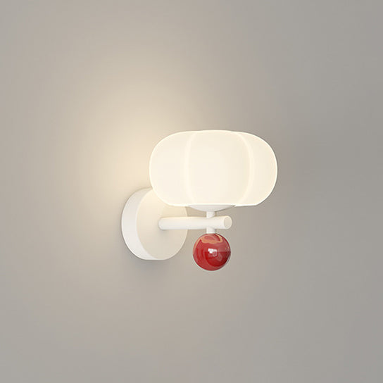 Nordic Cream Pumpkin PE Shade Iron 1-Light Wall Sconce Lamp