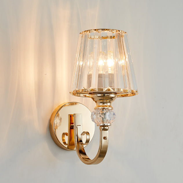 Round Trapezoidal Hardware Crystal 1-Light Wall Sconce Lamp