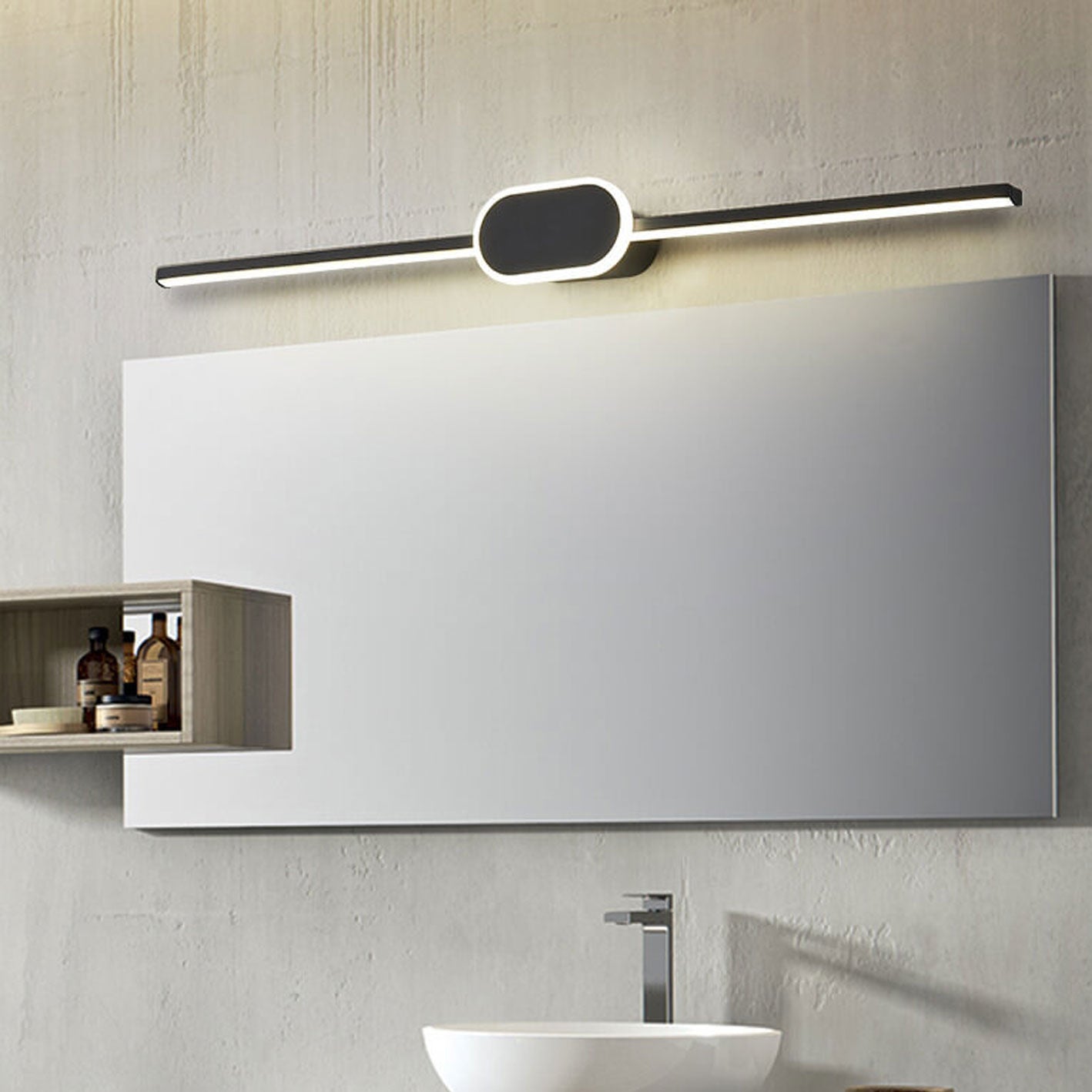 Long Strip Oval Base Vanity Light LED Wall Sconce Lamp