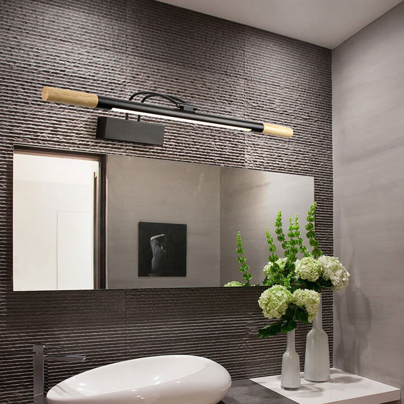 Solid Curved Arm Long Vanity Light LED Wall Sconce Lamp