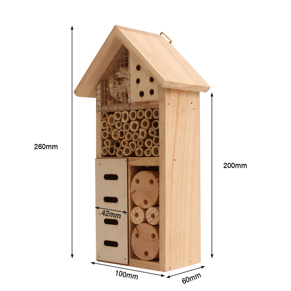 Wooden Bee House Insect Shelter for Gardens