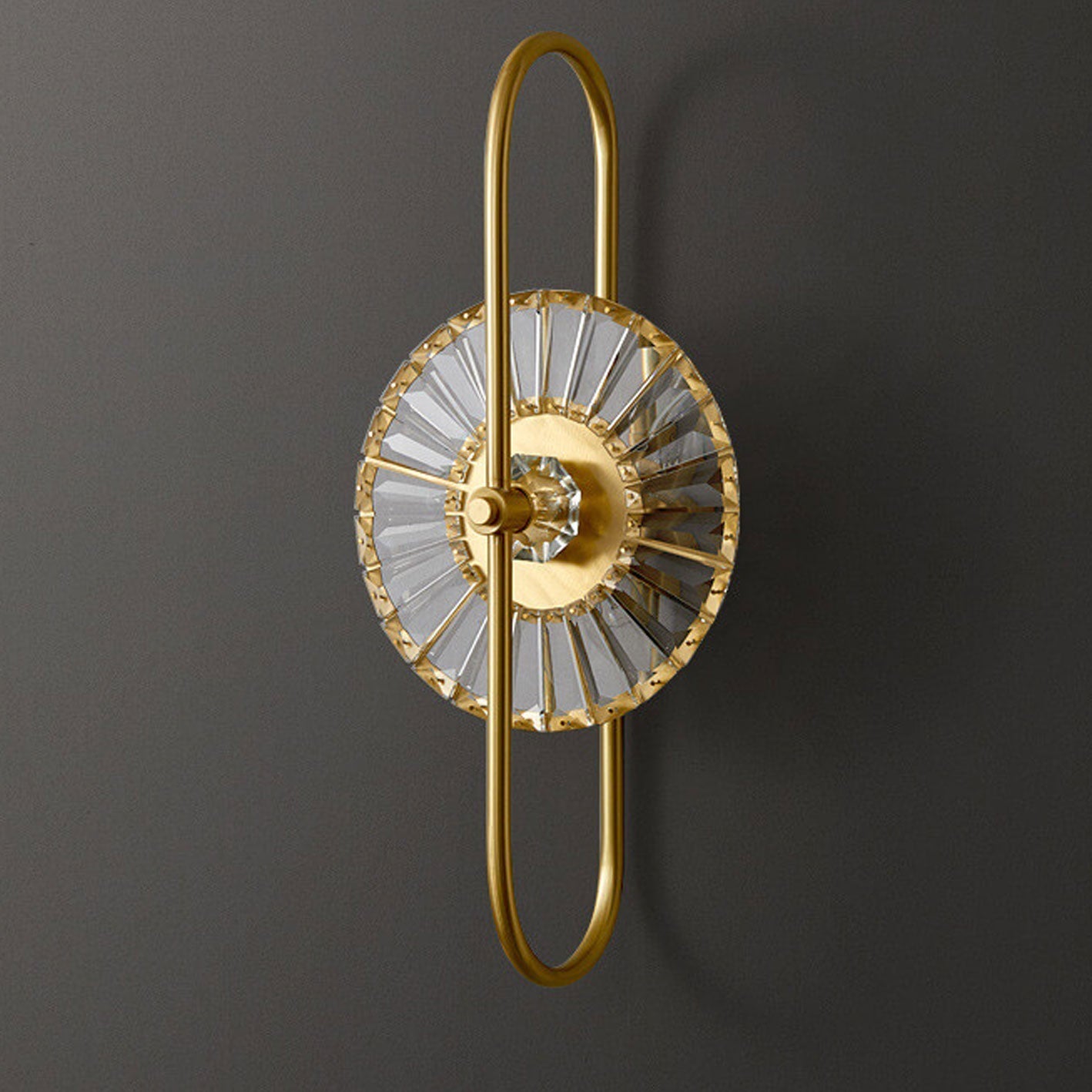 Brass Crystal Geometric Ring 2/3 Light Wall Sconce Lamp