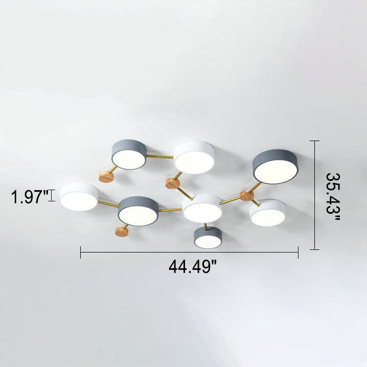 Scandinavian Solid Wood Iron LED Flush Mount Ceiling Light
