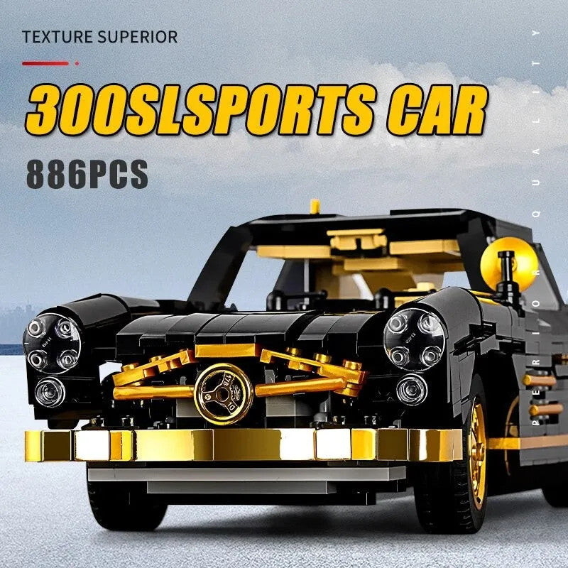 MOC Classic Mercedes Benz 300SL Gullwing Sports Car Bricks Toy