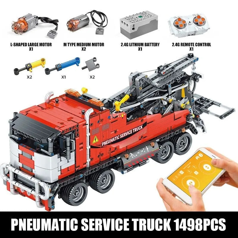Tech RC APP Pneumatic City Service Truck Bricks Toy 19001