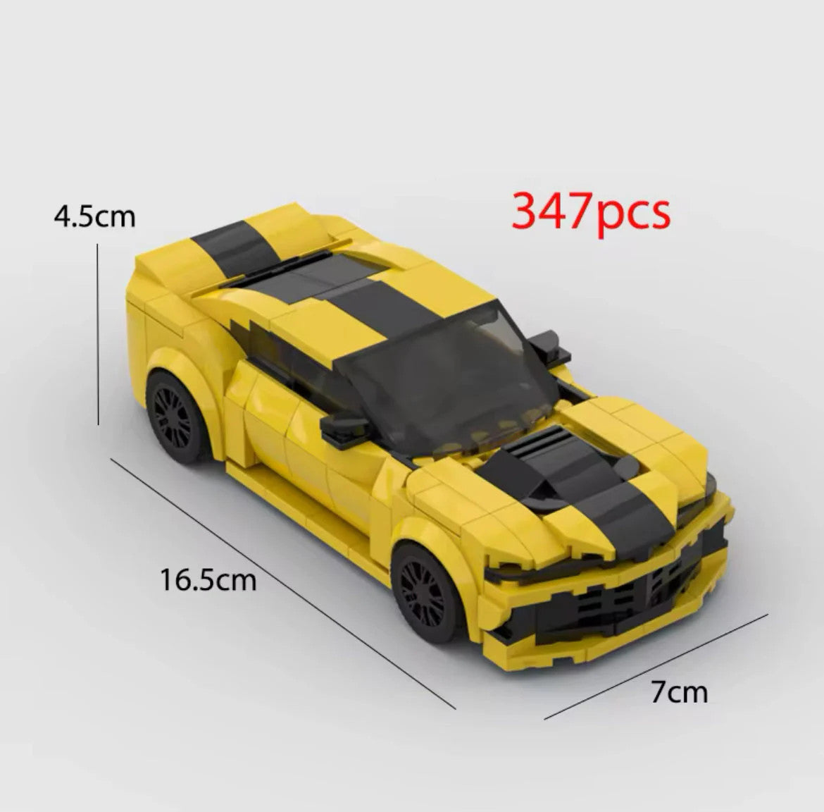 NEW Yellow Muscle Car Building Blocks Set Model Adults MOC Classic Racing