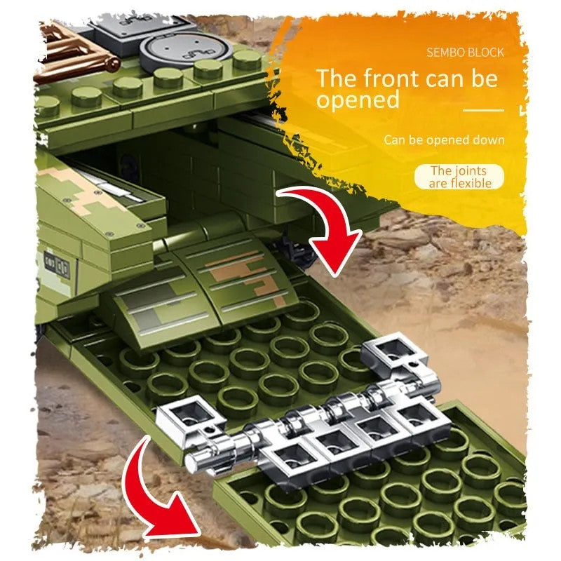 Military MOC WW2 Amphibious Assault Vehicle Bricks Toys