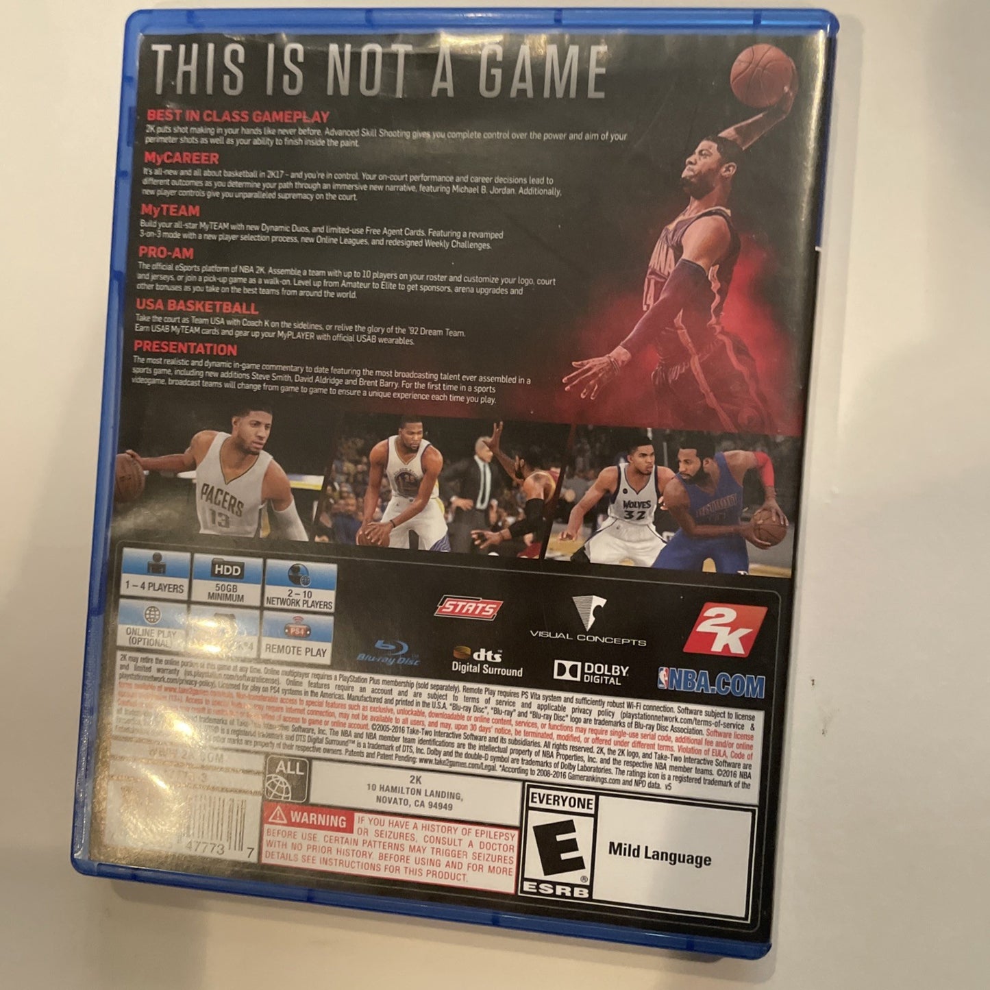 NBA 2K17 (PS4, 2016) - Great Condition With Manual