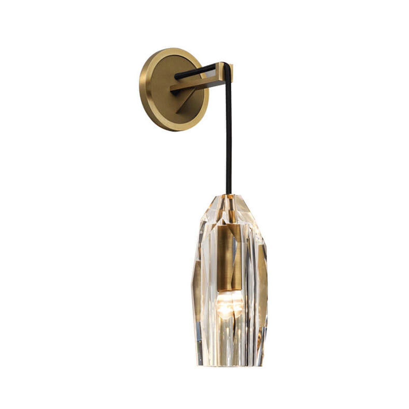 Luxury Crystal Column Copper 1- Light Wall Sconce Lamp
