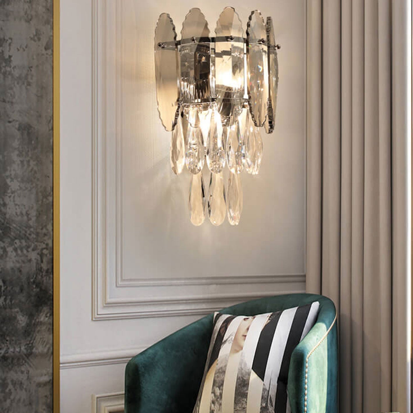 Luxury Crystal Multi-Layer Column 1-Light Wall Sconce Lamp