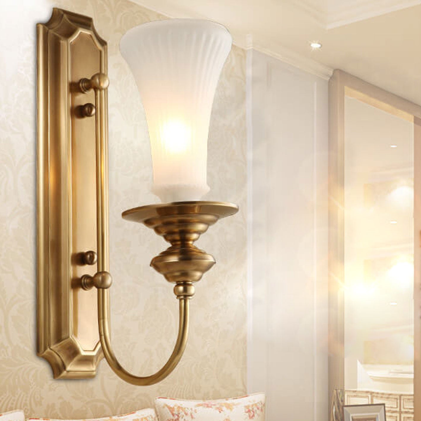 Light All Copper Glass Petals 1/2-Light Wall Sconce Lamp