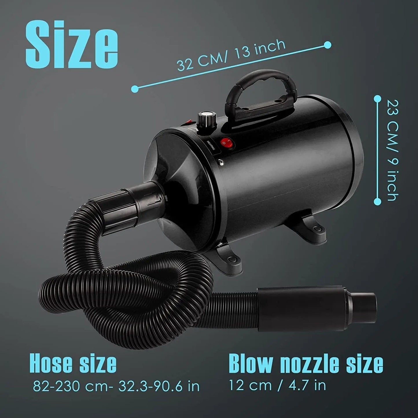 High Velocity Dog Grooming Dryer, Adjustable Heat