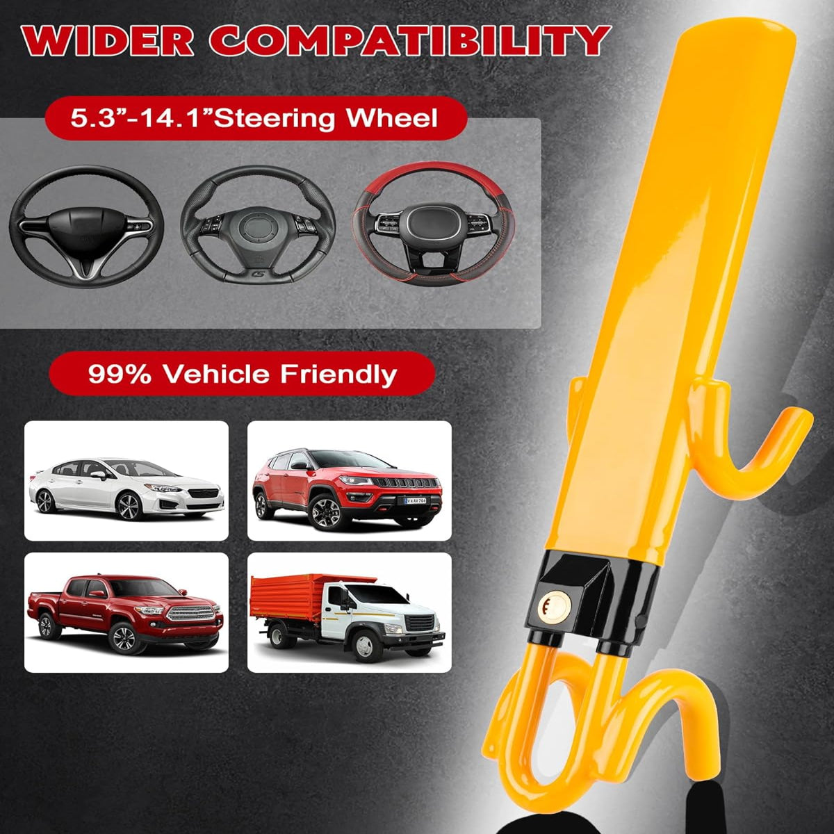 Steering Wheel Lock with Four-Hook Grip