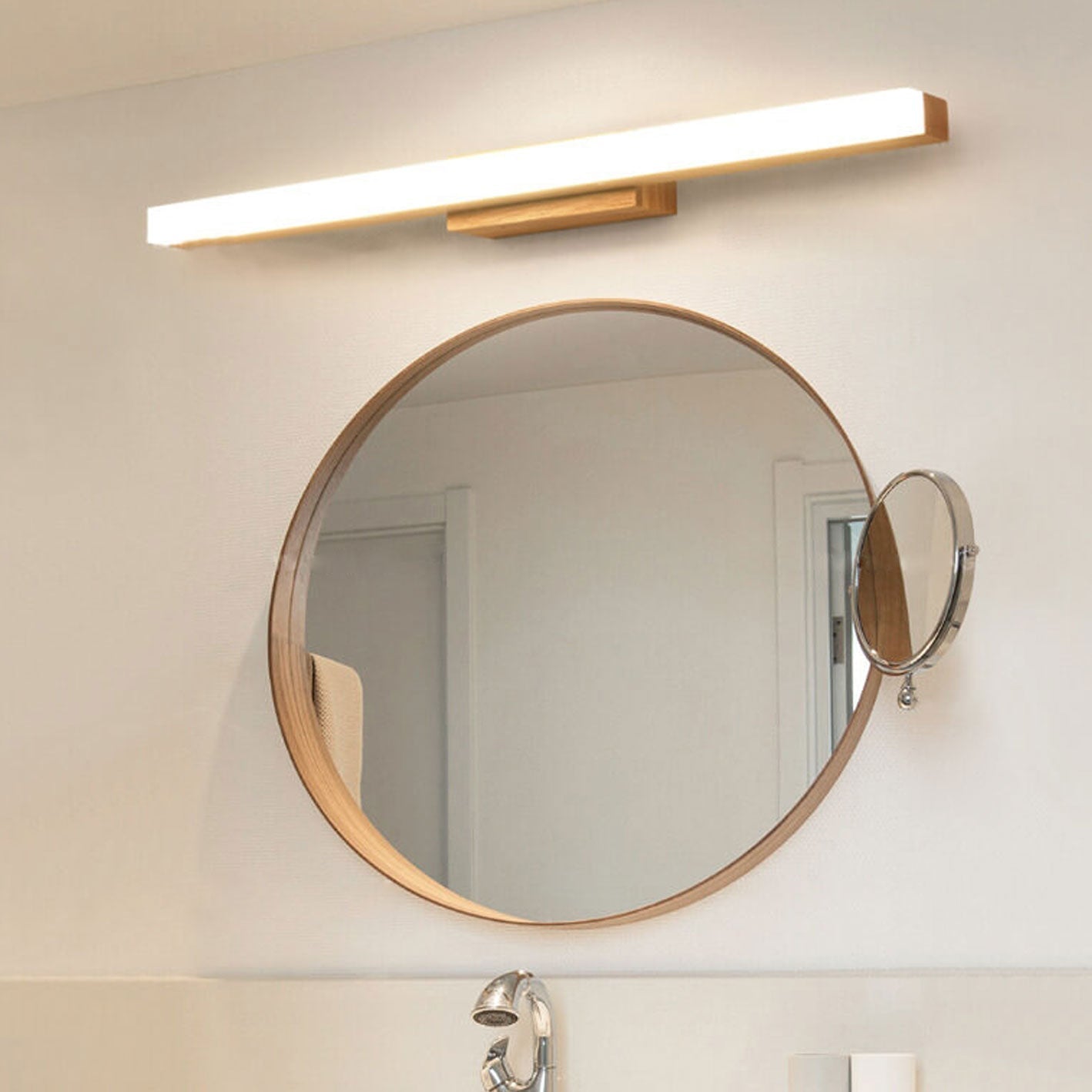 Wooden Long Strip Vanity Light LED Wall Sconce Lamp