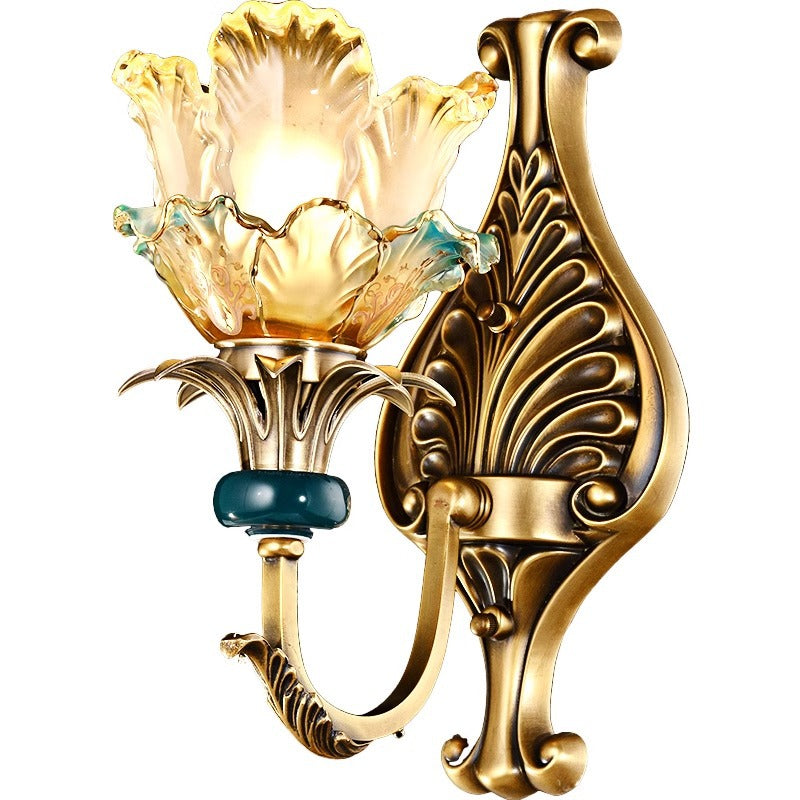 French Copper Glass 1/2-Light Wall Sconce Lamp