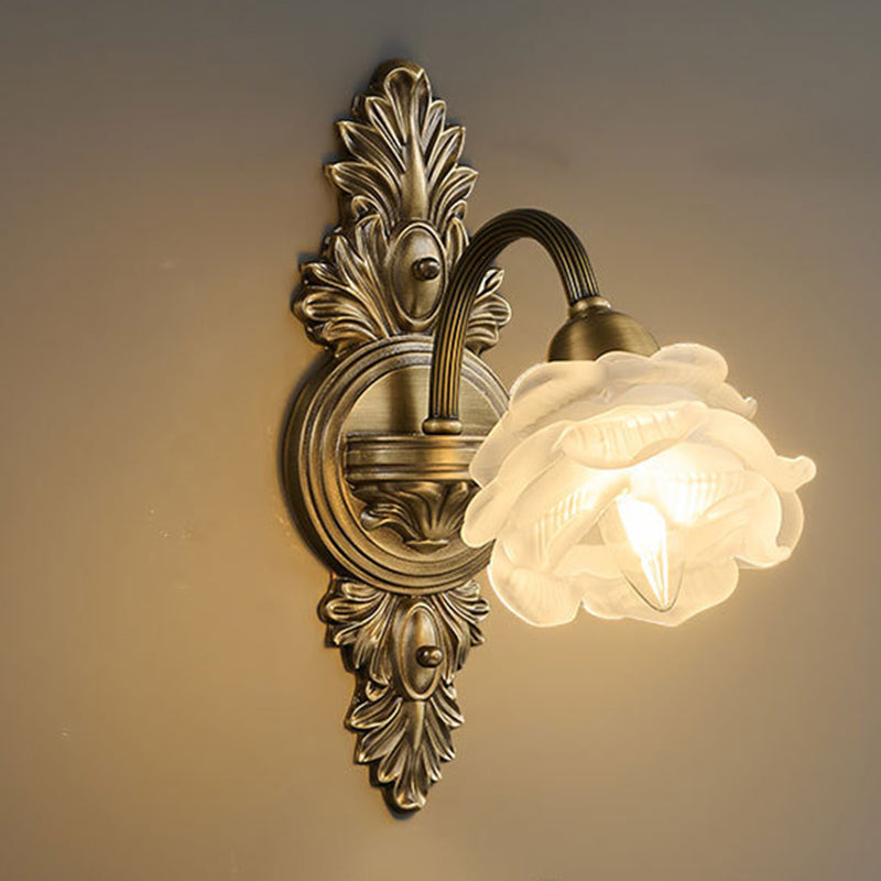 French Copper Glass 1/2-Light Wall Sconce Lamp