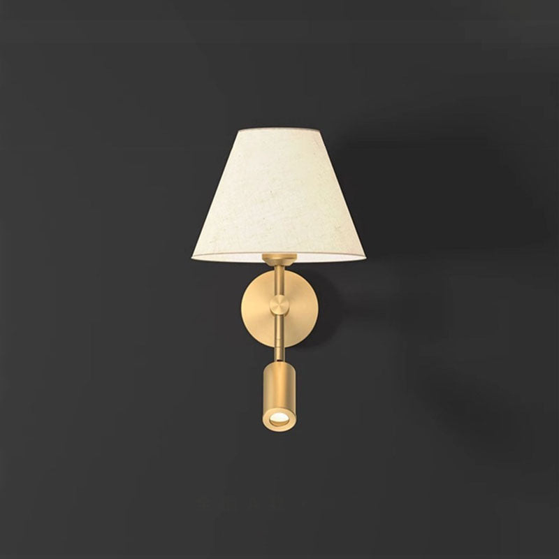 Rotatable Round Copper Fabric 1-Light Wall Sconce Lamp