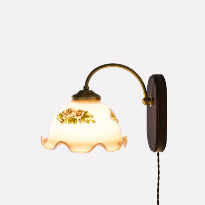 Contemporary Retro Glass Wood 1 - Light Wall Sconce Lamp