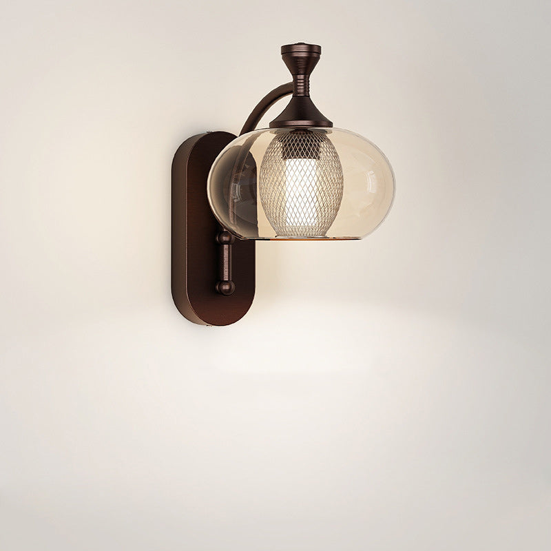 Glass Lampshade Aluminum Hardware LED Wall Sconce Lamp