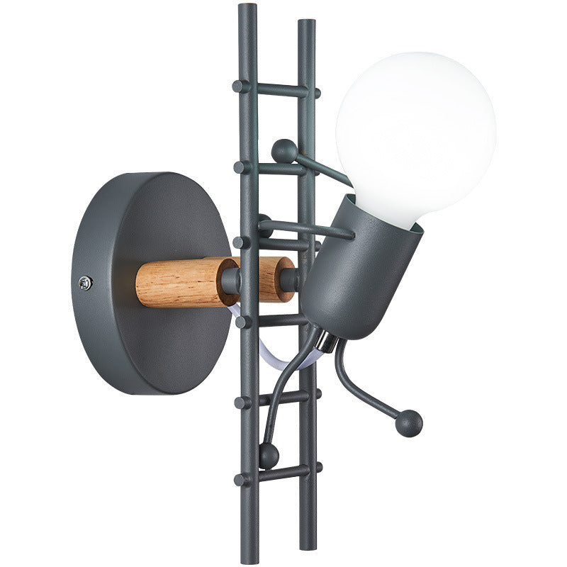 Little Rubber Wood Lampshade 1 - Light Wall Sconce Lamp