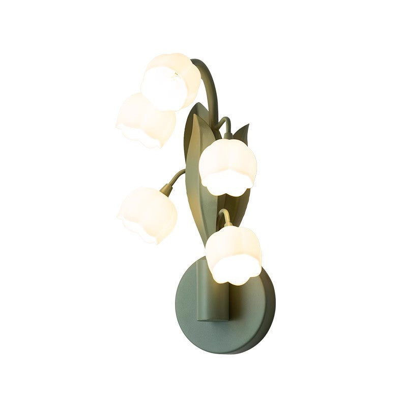 French Floral Bouquet Iron PC 5 - Light Wall Sconce Lamp