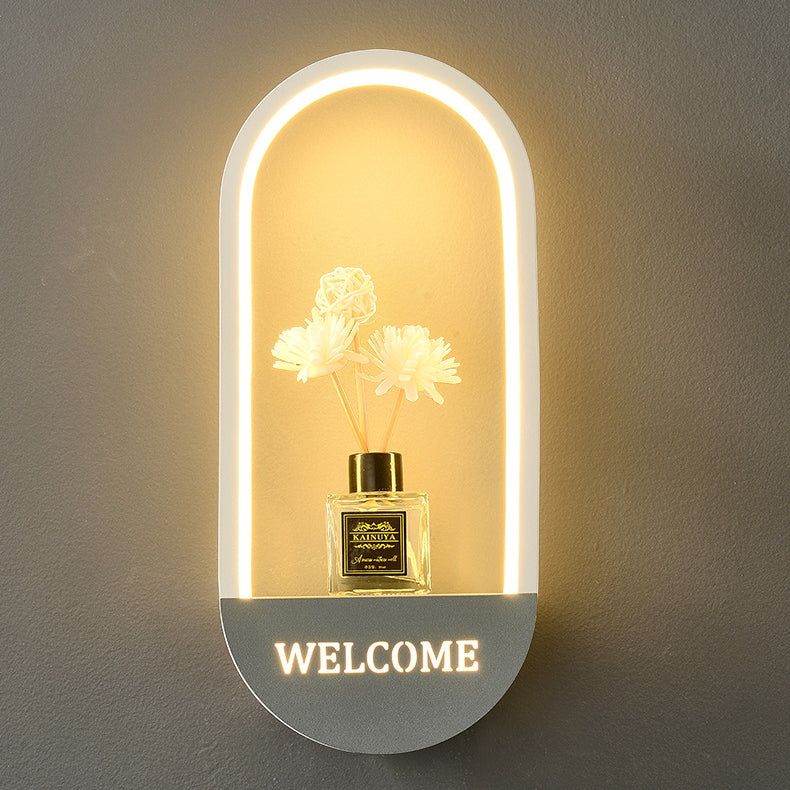 Simplicity Oval PVC Lampshade Iron LED Wall Sconce Lamp