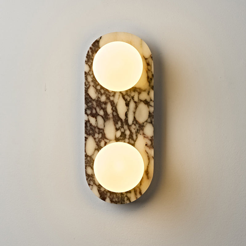French Oval Glass Marble 1/2-Light Wall Sconce Lamp
