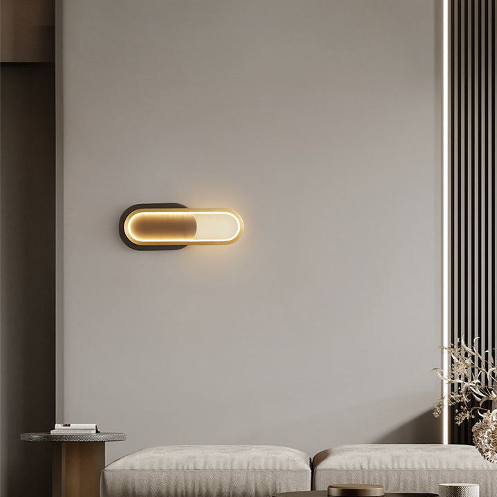 Modern Minimalist Brass & Acrylic Oval LED Wall Sconce Lamp
