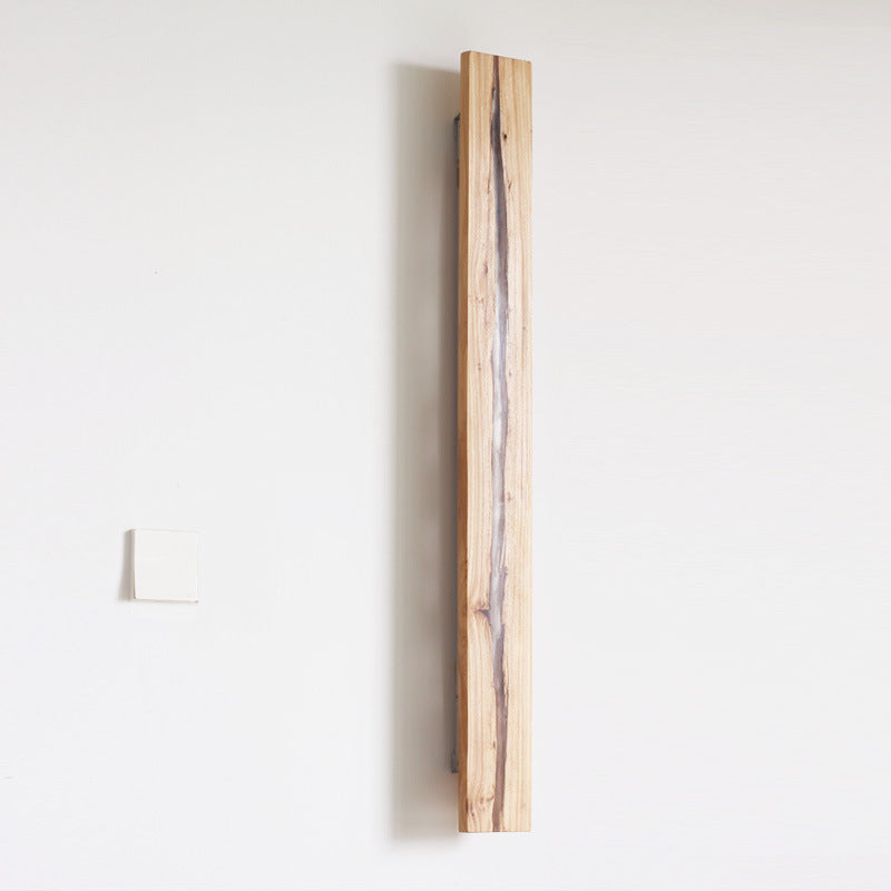 Nordic Solid Wood Resin Rectangular LED Wall Sconce Lamp
