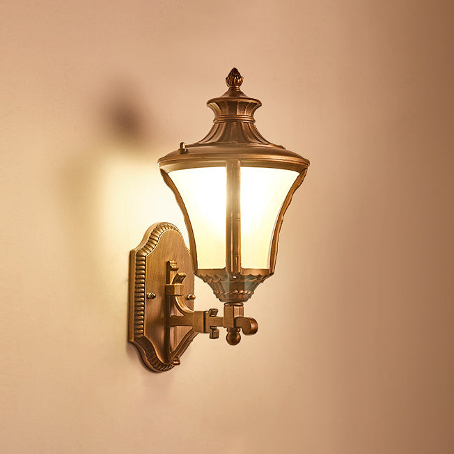 Aluminum Glass Conical 1-Light Waterproof Wall Sconce Lamp