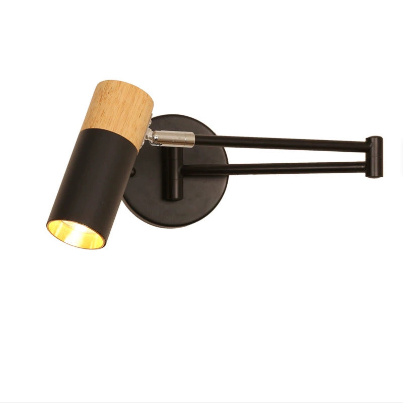 Extendable Solid Wood Rotatable 1-Light Wall Sconce Lamp