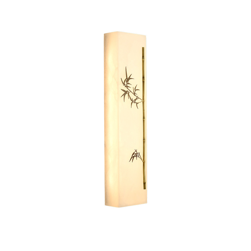 Chinese Rectangular Bamboo Pattern LED Wall Sconce Lamp