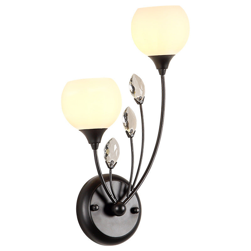Farmhouse Iron Round Leaf 1/2-Light Wall Sconce Lamp