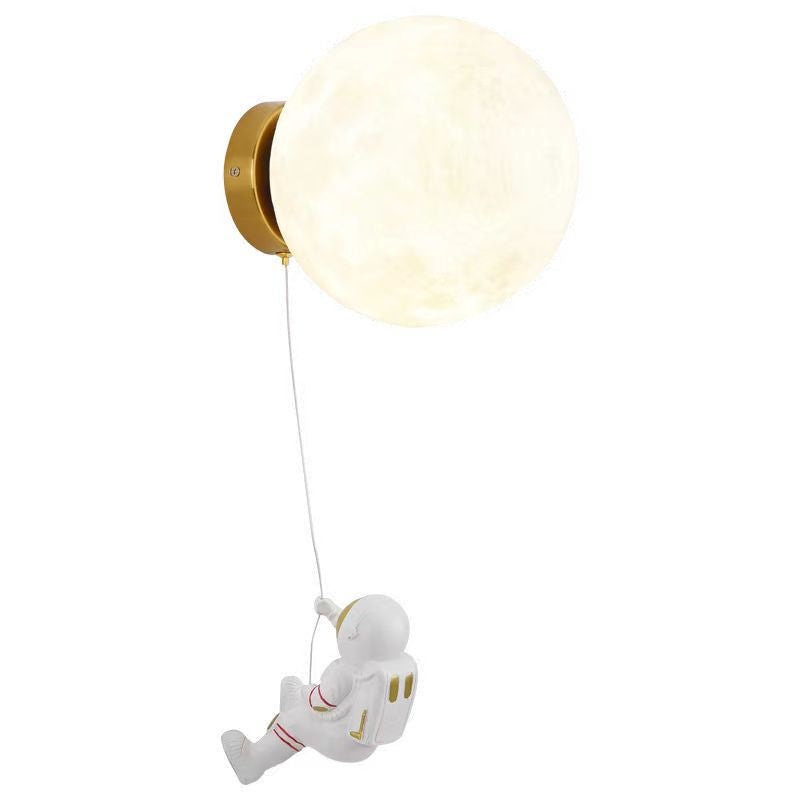 Deco Iron Astronaut Planet Design 1-Light Wall Sconce Lamp