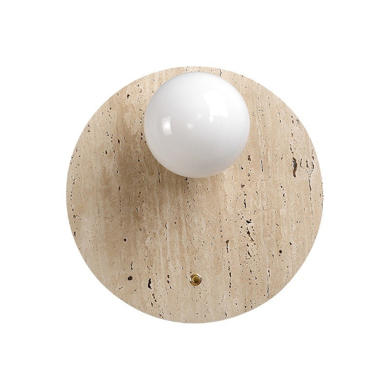 Japanese Glass Oval Round 1-Light Wall Sconce Lamp