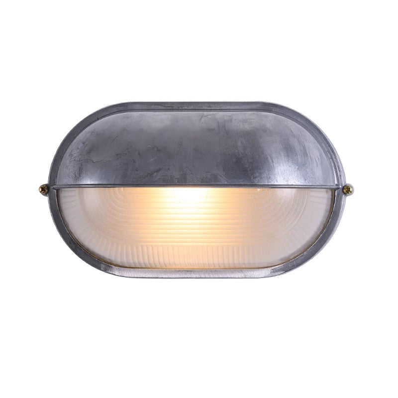 French Glass Aluminum Oval Round Wall Sconce Lamp 1-Light