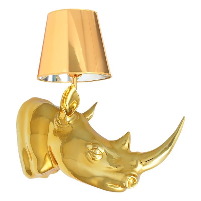Creative Resin And Fabric Rhino 1-Light Wall Sconce Lamp