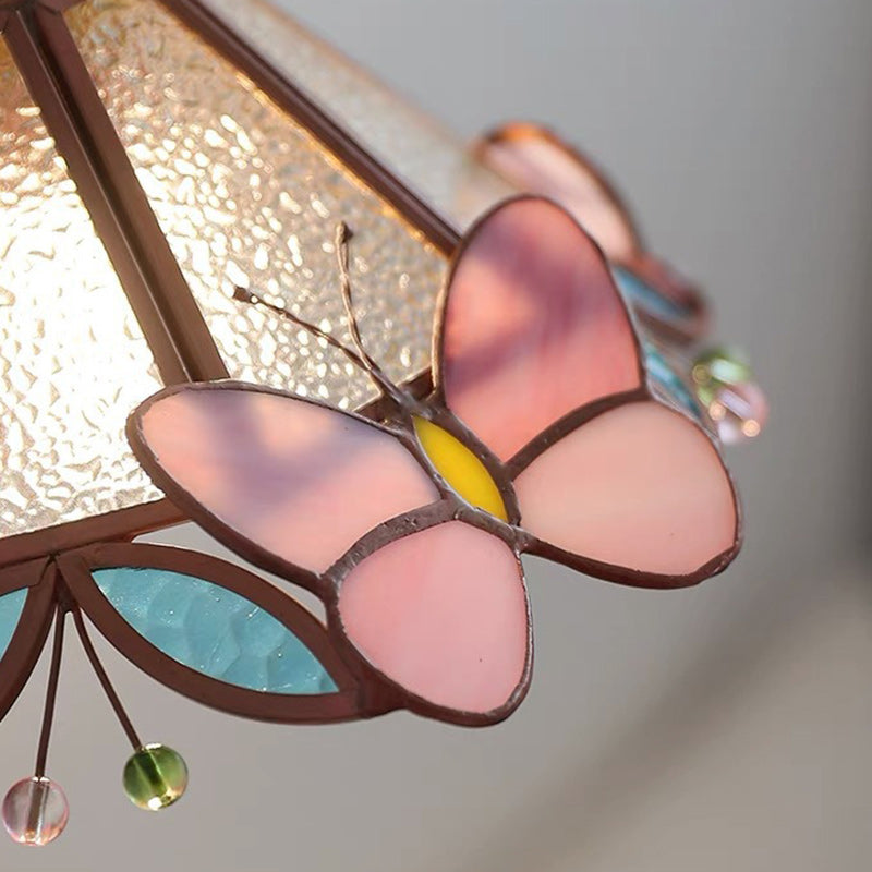 Tiffany Cone Glass Copper 1-Light Wall Sconce Lamp