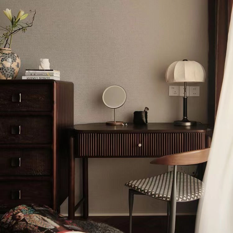 French Dome Wood Iron Fabric Table Lamp