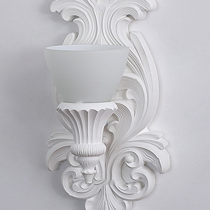 French Cup Plaster Glass 1-Light Wall Sconce Lamp