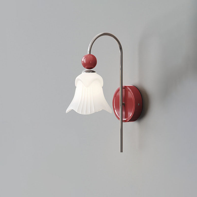 Nordic Iron Glass Flower Shape 1-Light Wall Sconce Lamp