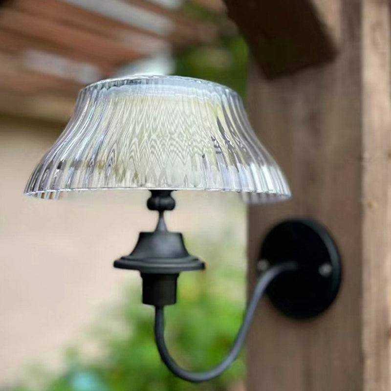Round Curved Pole Iron ABS LED Outdoor Wall Sconce Lamp