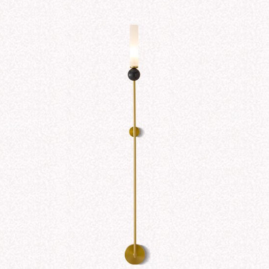 Cylinder Long Pole Copper Marble 1-Light Wall Sconce Lamp